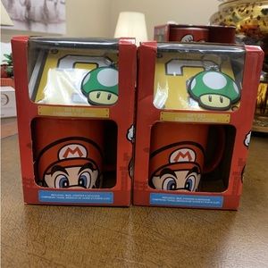 2 Super Mario Mugs, Keychains & Coasters Set Mario Gamer Gifts Gaming
